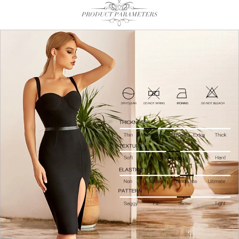 Bandage Waist Detail Bodycon Dress in Black - Picture 3 of 14